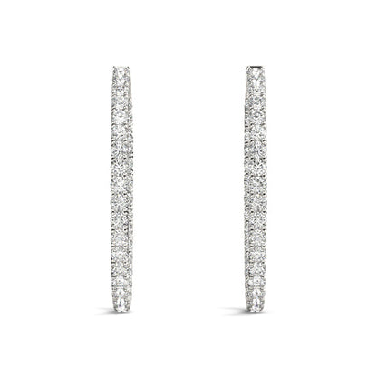 2 ct tw Diamond Hoop Earrings Vault Lock Inside Out Hoops with F Color VS Clarity Diamonds