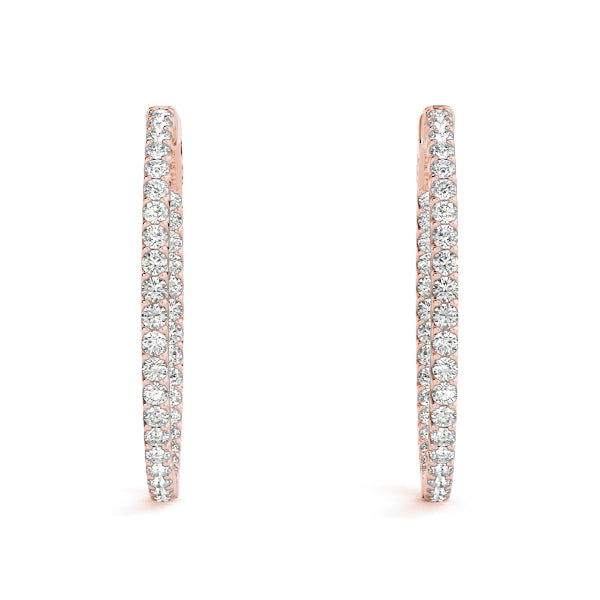 3/4 ct tw Inside Out Diamond Hoop Earrings Vault Lock 1 Inch F Color VS Clarity Diamonds