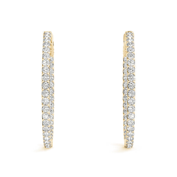 2 ct tw Inside Out Diamond Hoop Earrings Vault Lock 1.7 Inch F Color VS Clarity Diamonds