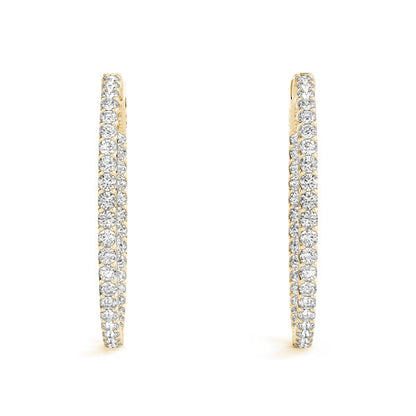 2 ct tw Inside Out Diamond Hoop Earrings Vault Lock 1.7 Inch F Color VS Clarity Diamonds