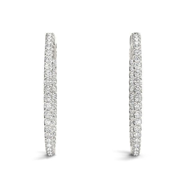 2 ct tw Inside Out Diamond Hoop Earrings Vault Lock 1.5 Inch F Color VS Clarity Diamonds