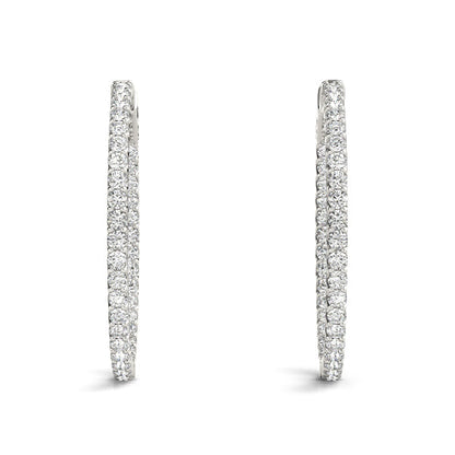 2 ct tw Inside Out Diamond Hoop Earrings Vault Lock 1.5 Inch F Color VS Clarity Diamonds