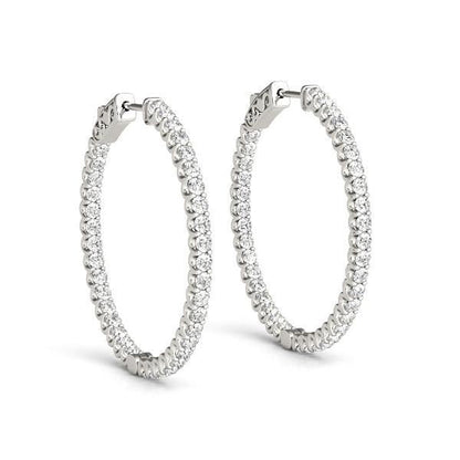 Diamond Hoop Earrings Vault Lock with F Color VS Clarity Diamonds