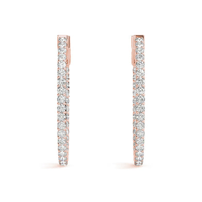 1 1/4 ct tw Diamond Hoop Earrings Vault Lock Inside Out Hoops -.03-25MM F Color VS Clarity Diamonds