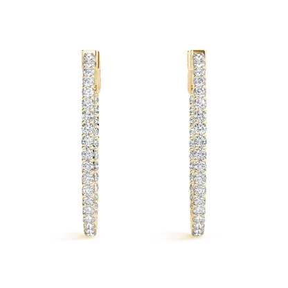 1 1/4 ct tw Diamond Hoop Earrings Vault Lock Inside Out Hoops -.03-25MM F Color VS Clarity Diamonds