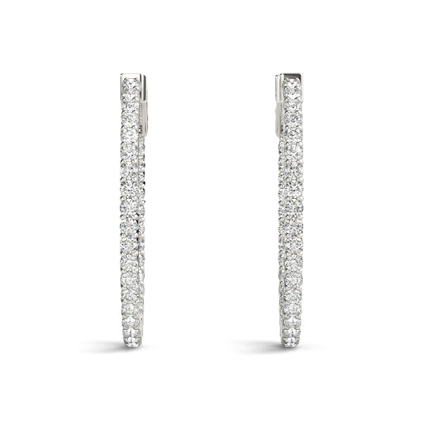 1 1/4 ct tw Diamond Hoop Earrings Vault Lock Inside Out Hoops -.03-25MM F Color VS Clarity Diamonds