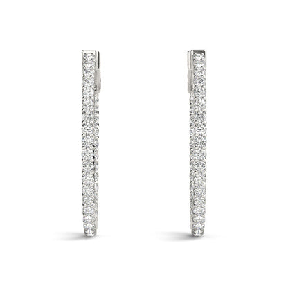 1 1/4 ct tw Diamond Hoop Earrings Vault Lock Inside Out Hoops -.03-25MM F Color VS Clarity Diamonds