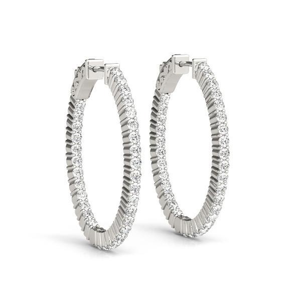 Diamond Hoop Earrings Vault Lock Inside Out Hoops with F Color VS Clarity Diamonds