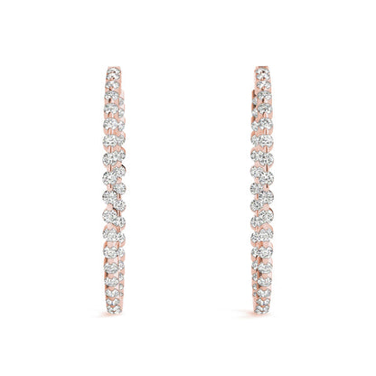 1 ct tw Diamond Hoop Earrings Vault Lock Inside Out Hoops -.03-25MM   F Color VS Clarity Diamonds