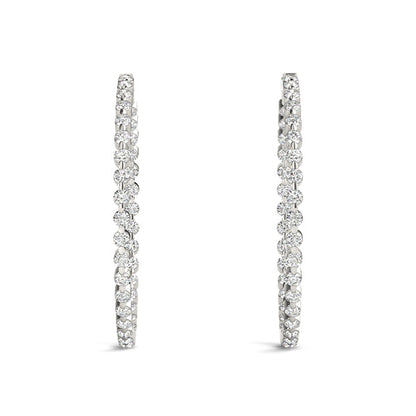 1 ct tw Diamond Hoop Earrings Vault Lock Inside Out Hoops -.03-25MM   F Color VS Clarity Diamonds