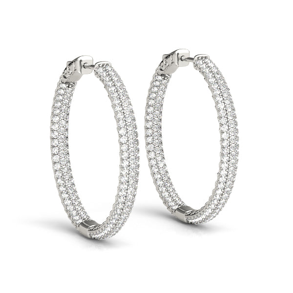 1 ct tw Diamond Hoop Earrings Vault Lock Inside Out Hoops -.005-16MM F Color VS Clarity Diamonds