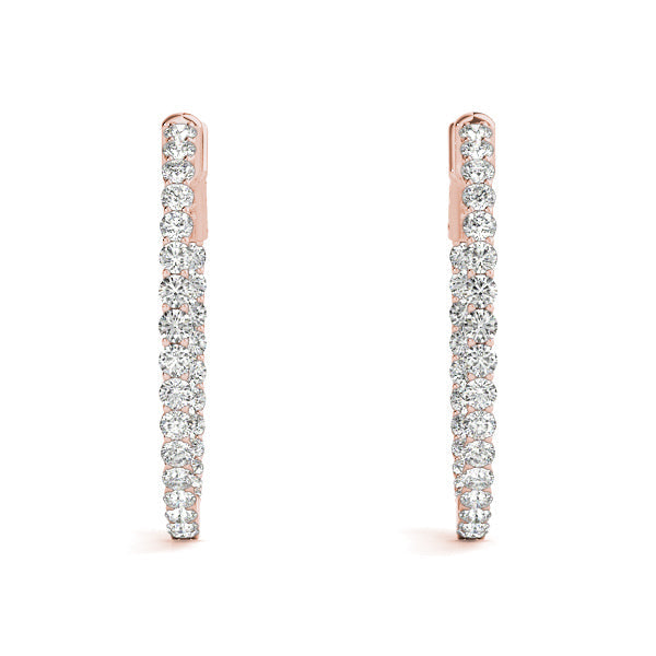 3/4 ct tw Diamond Hoop Earrings Vault Lock Inside Out Hoops -.02-20MM F Color VS Clarity Diamonds