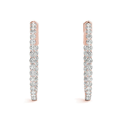 3/4 ct tw Diamond Hoop Earrings Vault Lock Inside Out Hoops -.02-20MM F Color VS Clarity Diamonds