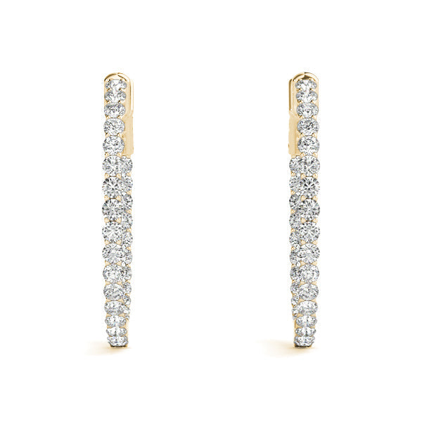 3/4 ct tw Diamond Hoop Earrings Vault Lock Inside Out Hoops -.02-20MM F Color VS Clarity Diamonds