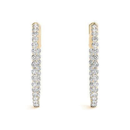 3/4 ct tw Diamond Hoop Earrings Vault Lock Inside Out Hoops -.02-20MM F Color VS Clarity Diamonds