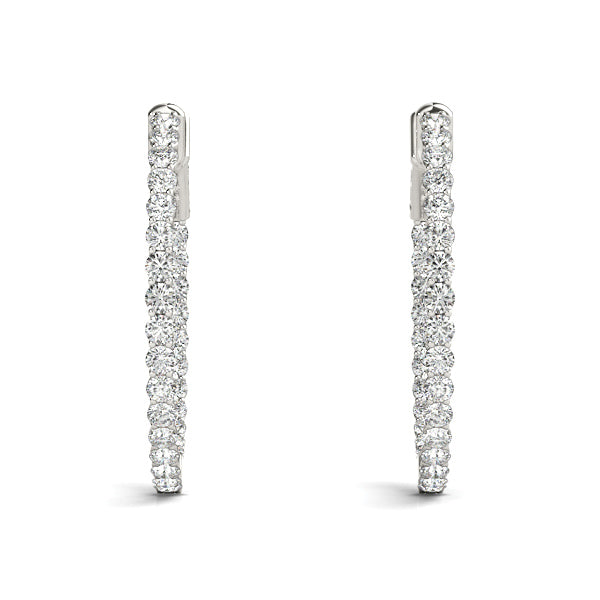 3/4 ct tw Diamond Hoop Earrings Vault Lock Inside Out Hoops -.02-20MM F Color VS Clarity Diamonds