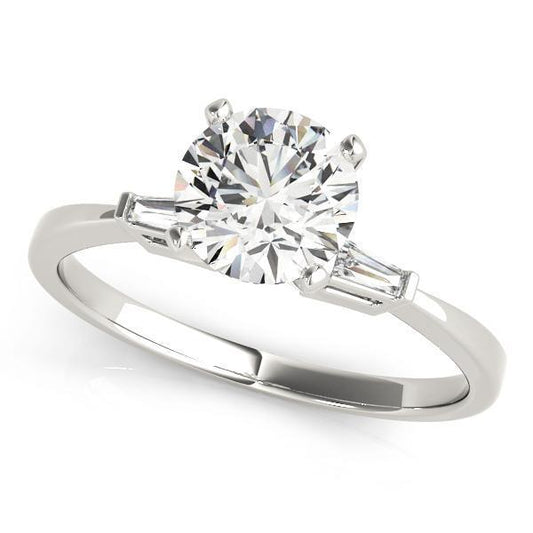 1/10 ct tw Three Stone  Baguette Engagement Ring F Color VS Clarity Diamonds GIA Center