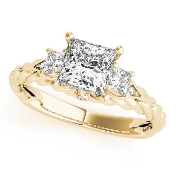1 1/6 ct tw Three Stone Princess Antique Style Engagement Ring F Color VS Clarity Diamonds GIA Center
