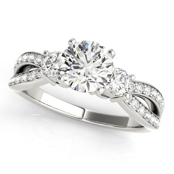 3/4 ct tw MultiRow Three Stone Engagement Ring F Color VS Clarity Diamonds GIA Center