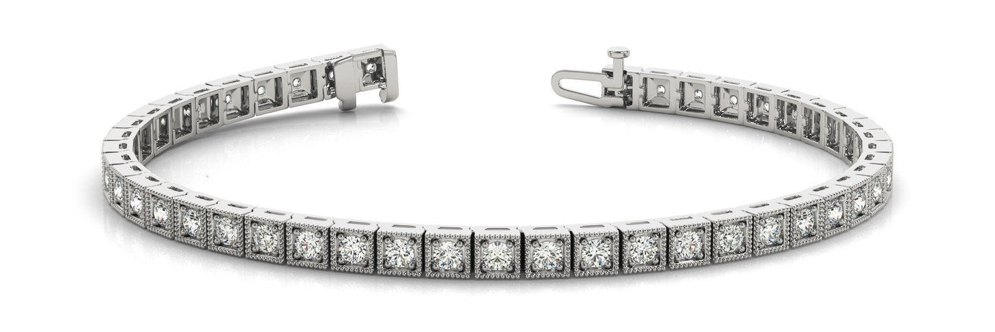 7/8 ct Diamond Bracelet In Line Prong Set Vintage G SI Diamonds