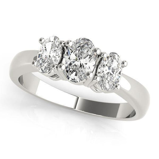 2 ct tw Three Stone Oval Cut Engagement Ring F Color VS Clarity Diamonds GIA Center
