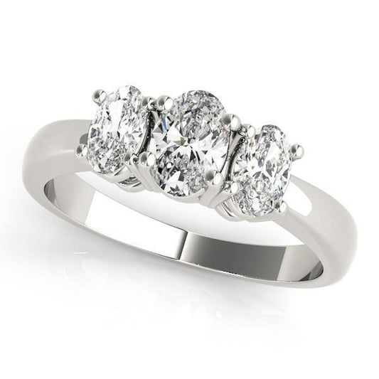 1 ct tw Three Stone Oval Cut Engagement Ring F Color VS Clarity Diamonds GIA Center