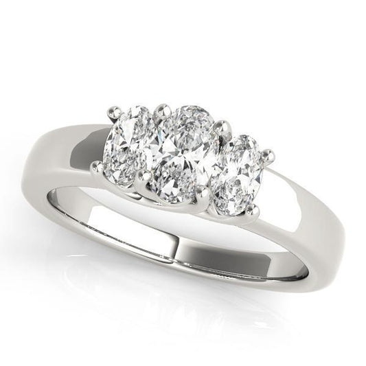 1 ct tw Three Stone Oval Cut Engagement Ring F Color VS Clarity Diamonds GIA Center