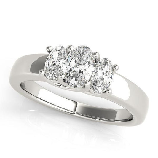 2 ct tw Three Stone Oval Cut Engagement Ring F Color VS Clarity Diamonds GIA Center
