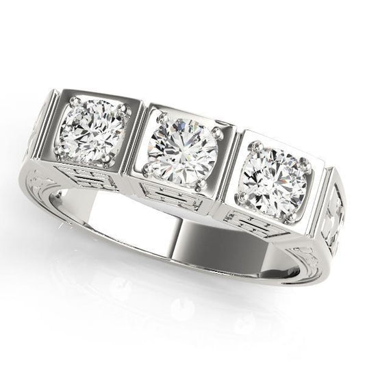 3/4 ct tw Three Stone Engagement Ring F Color VS Clarity Diamonds GIA Center