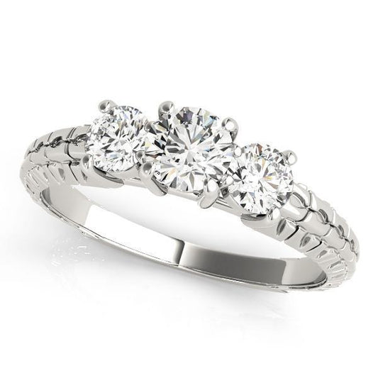 3/4 ct tw Three Stone Engagement Ring F Color VS Clarity Diamonds GIA Center