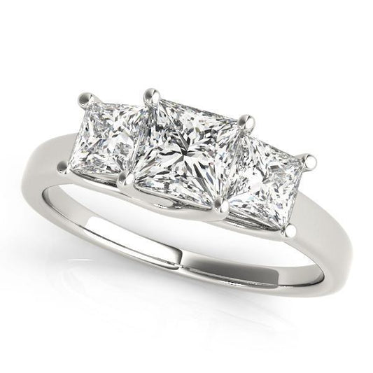 1 3/4 ct tw Three Stone Princess Engagement Ring F Color VS Clarity Diamonds GIA Center