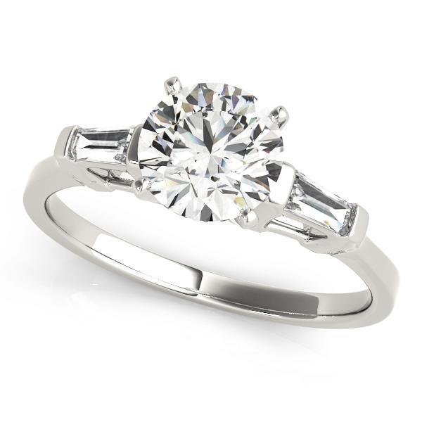 5/8 ct tw Three Stone  Baguette Engagement Ring F Color VS Clarity Diamonds GIA Center