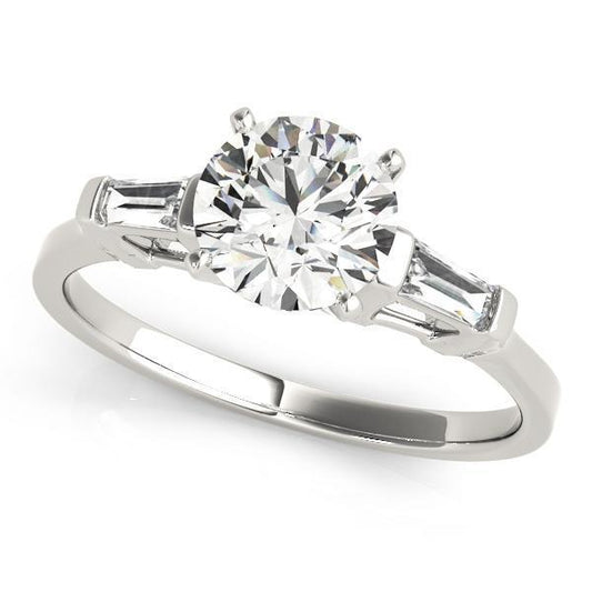 5/8 ct tw Three Stone  Baguette Engagement Ring F Color VS Clarity Diamonds GIA Center