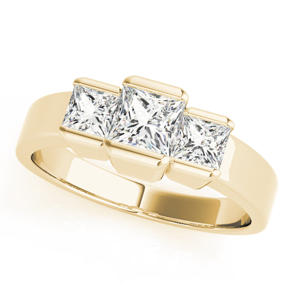 1/2 ct tw Three Stone Princess Engagement Ring F Color VS Clarity Diamonds GIA Center