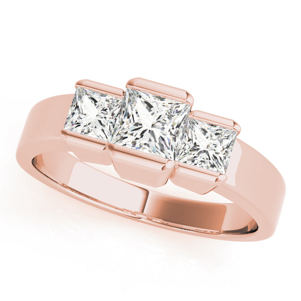 1/2 ct tw Three Stone Princess Engagement Ring F Color VS Clarity Diamonds GIA Center