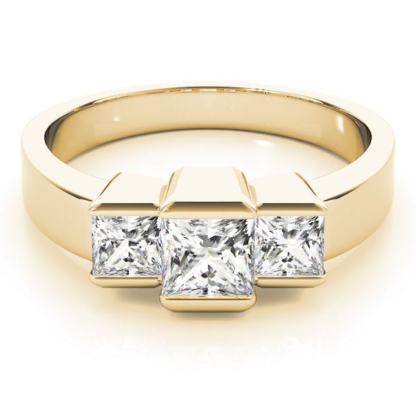 1/2 ct tw Three Stone Princess Engagement Ring F Color VS Clarity Diamonds GIA Center