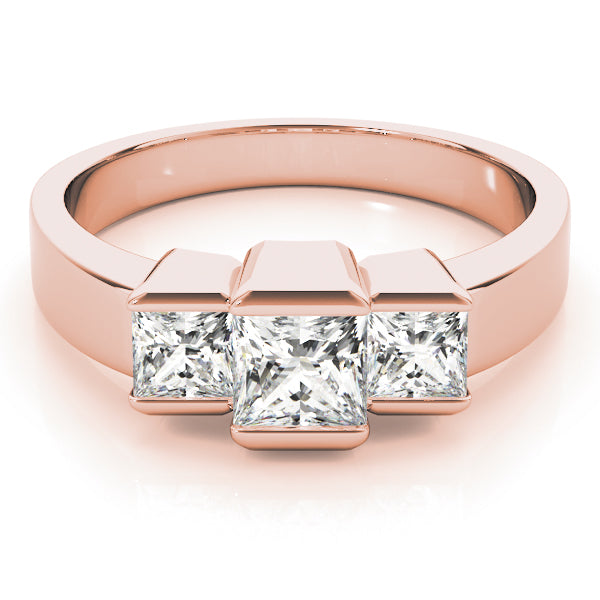 1/2 ct tw Three Stone Princess Engagement Ring F Color VS Clarity Diamonds GIA Center
