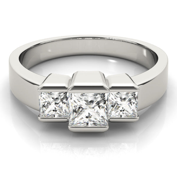 1/2 ct tw Three Stone Princess Engagement Ring F Color VS Clarity Diamonds GIA Center