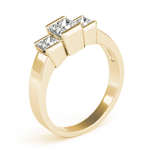 1/2 ct tw Three Stone Princess Engagement Ring F Color VS Clarity Diamonds GIA Center