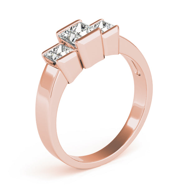 1/2 ct tw Three Stone Princess Engagement Ring F Color VS Clarity Diamonds GIA Center