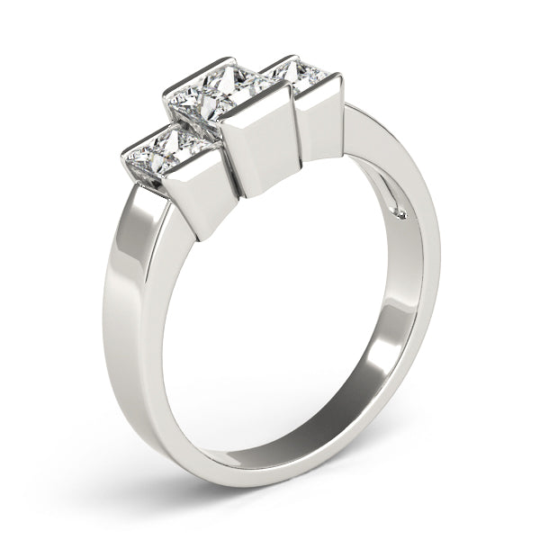 1/2 ct tw Three Stone Princess Engagement Ring F Color VS Clarity Diamonds GIA Center