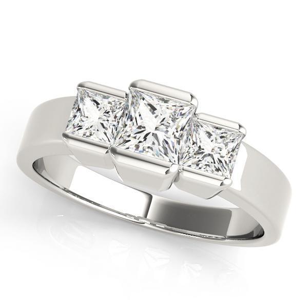 1/2 ct tw Three Stone Princess Engagement Ring F Color VS Clarity Diamonds GIA Center