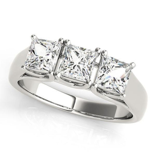 1/2 ct tw Three Stone Princess Engagement Ring F Color VS Clarity Diamonds GIA Center