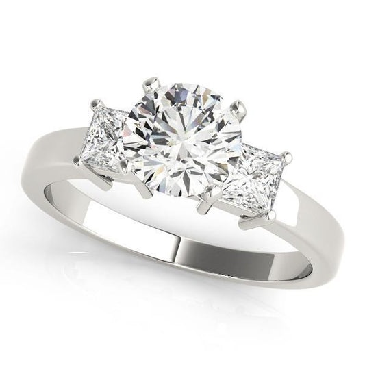 1 1/3 ct tw Three Stone Princess Engagement Ring F Color VS Clarity Diamonds GIA Center