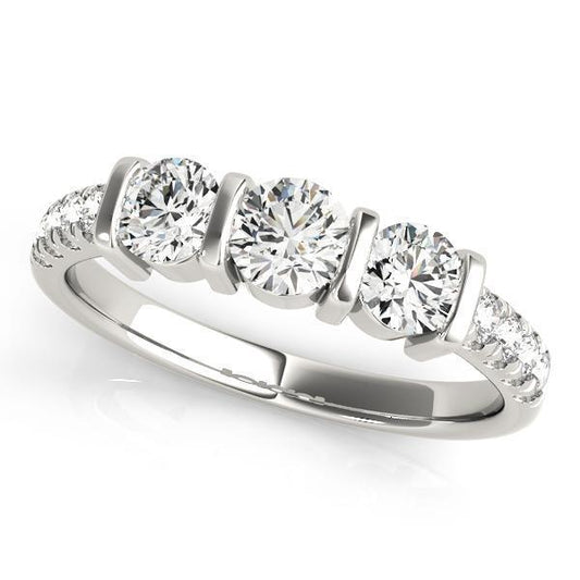 1 ct tw Three Stone Engagement Ring F Color VS Clarity Diamonds GIA Center