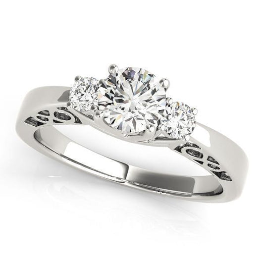 3/4 ct tw Three Stone Engagement Ring F Color VS Clarity Diamonds GIA Center