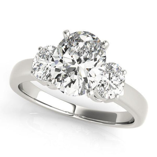 1 7/8 ct tw Three Stone Oval Cut Engagement Ring F Color VS Clarity Diamonds GIA Center