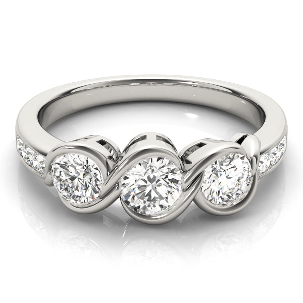 1/2 ct tw Three Stone Engagement Ring F Color VS Clarity Diamonds GIA Center