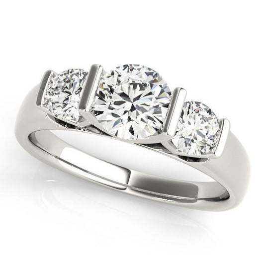 1 1/4 ct tw Three Stone Engagement Ring F Color VS Clarity Diamonds GIA Center