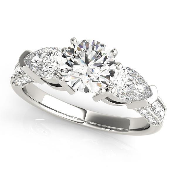 1 1/6 ct tw Three Stone  Pear Engagement Ring F Color VS Clarity Diamonds GIA Center